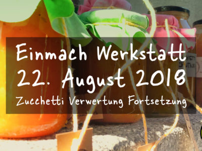 Einmach Werkstatt – 22. August 2018 – Zucchetti Verwertung Fortsetzung